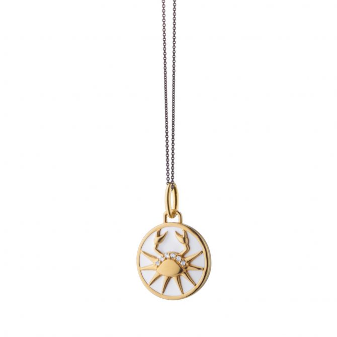 Monica Rich Kosann Mini Cancer Zodiac Enamel Vermeil Charm Necklace