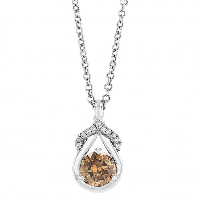 TARA Pearls Brown & White Diamond Teardrop Shape Pendant in White Gold, 18"