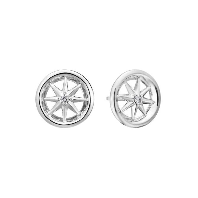 White Gold & Diamond Wheel Stud Earrings