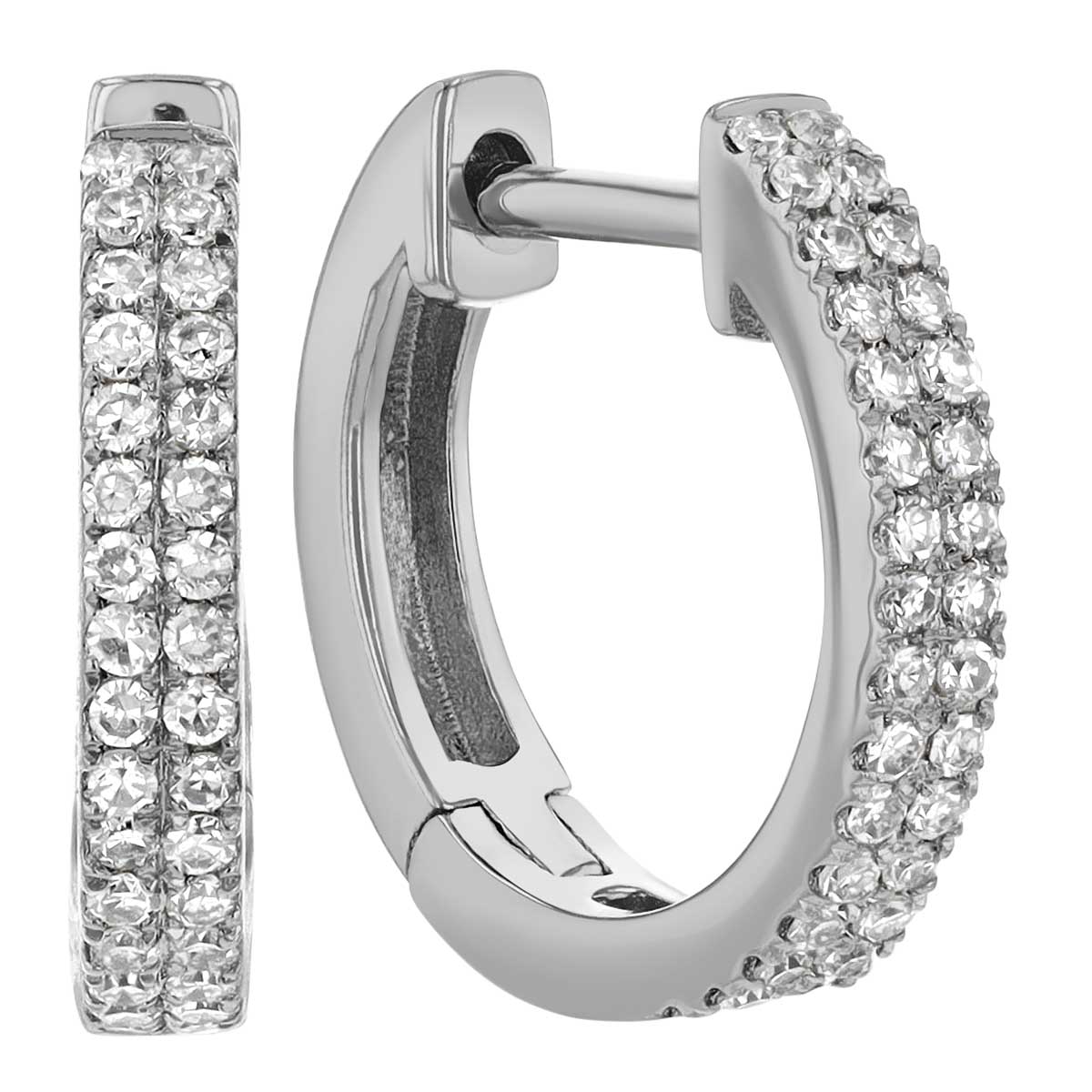 Diamond 2 Row Huggie Hoop Earrings In White Gold Borsheims 2500