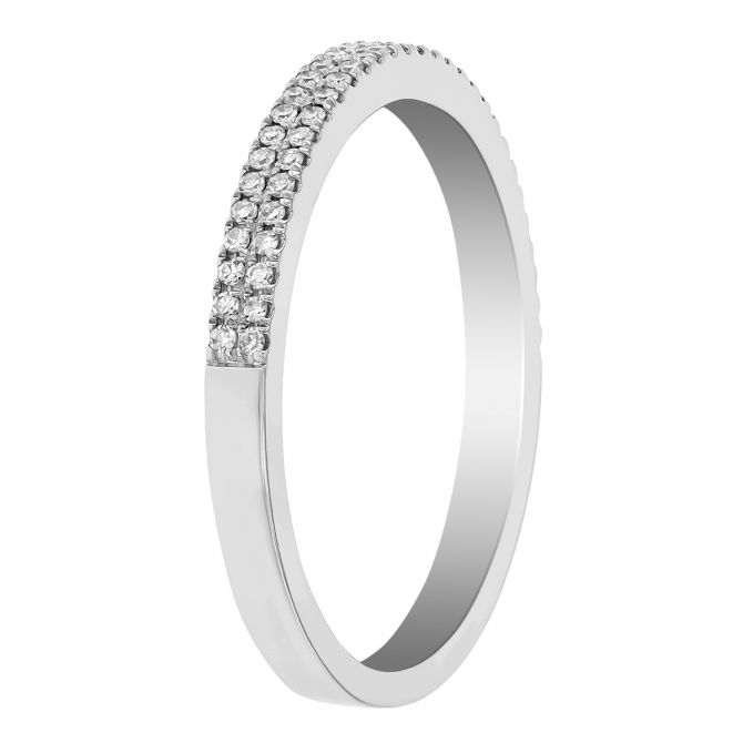 Diamond Pavé 2 Row Ring in White Gold, 0.17 cttw