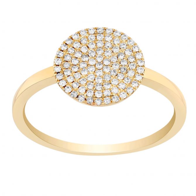 Diamond Pave Disc Ring in Yellow Gold