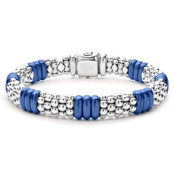 LAGOS Blue Caviar Beaded Bracelet in Sterling Silver & Blue Ceramic, 7"