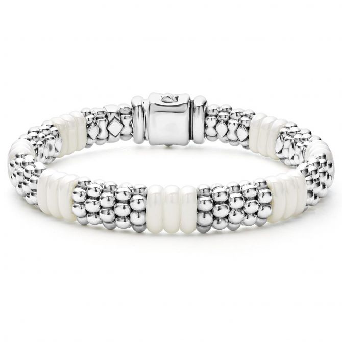 LAGOS White Caviar Ceramic Caviar Beaded Bracelet. 9 mm, 7"