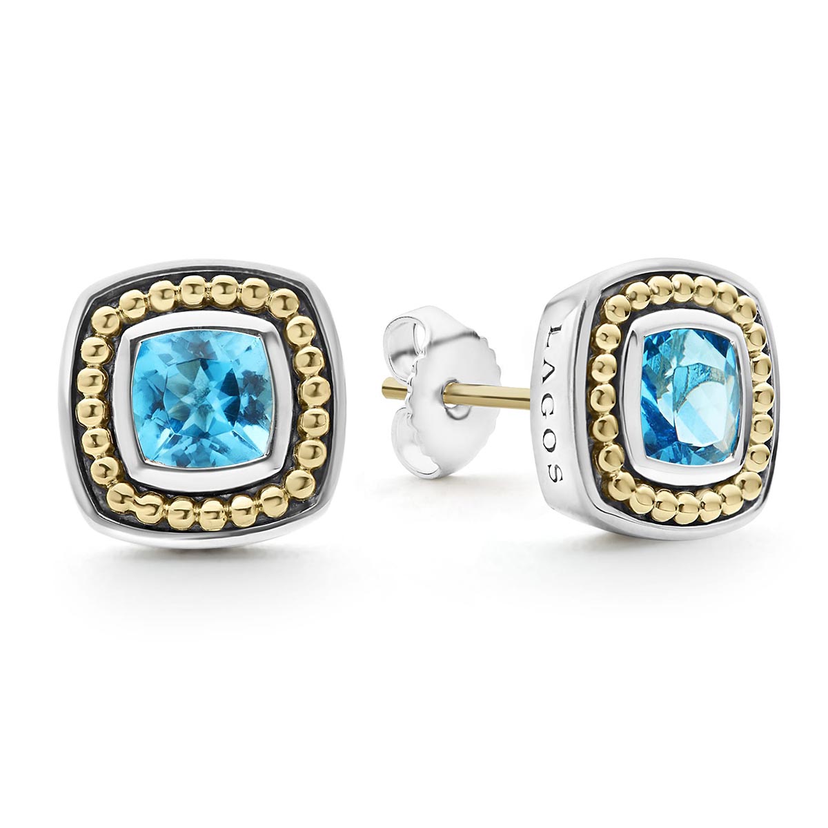 LAGOS Caviar Color Swiss Blue Topaz Stud Earrings In Sterling Silver ...