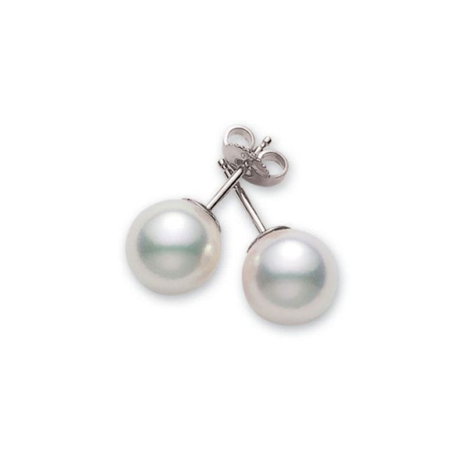 Mikimoto Akoya Cultured Pearl Stud Earrings in White Gold, 8-8.25 mm