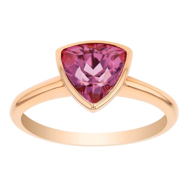 Bezel Set Trillion Lotus Garnet Ring in Rose Gold