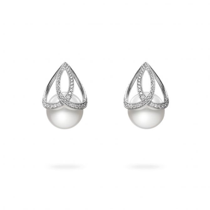 Mikimoto M Collection South Sea Cultured Pearl & Diamond Drop Earrings in White Gold