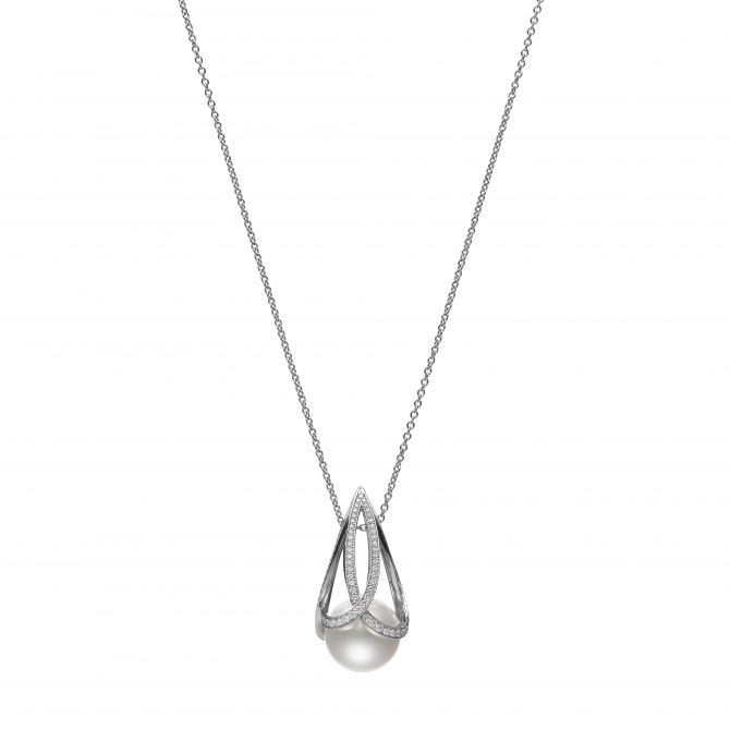 Mikimoto M Collection South Sea Cultured Pearl & Diamond Pendant in White Gold