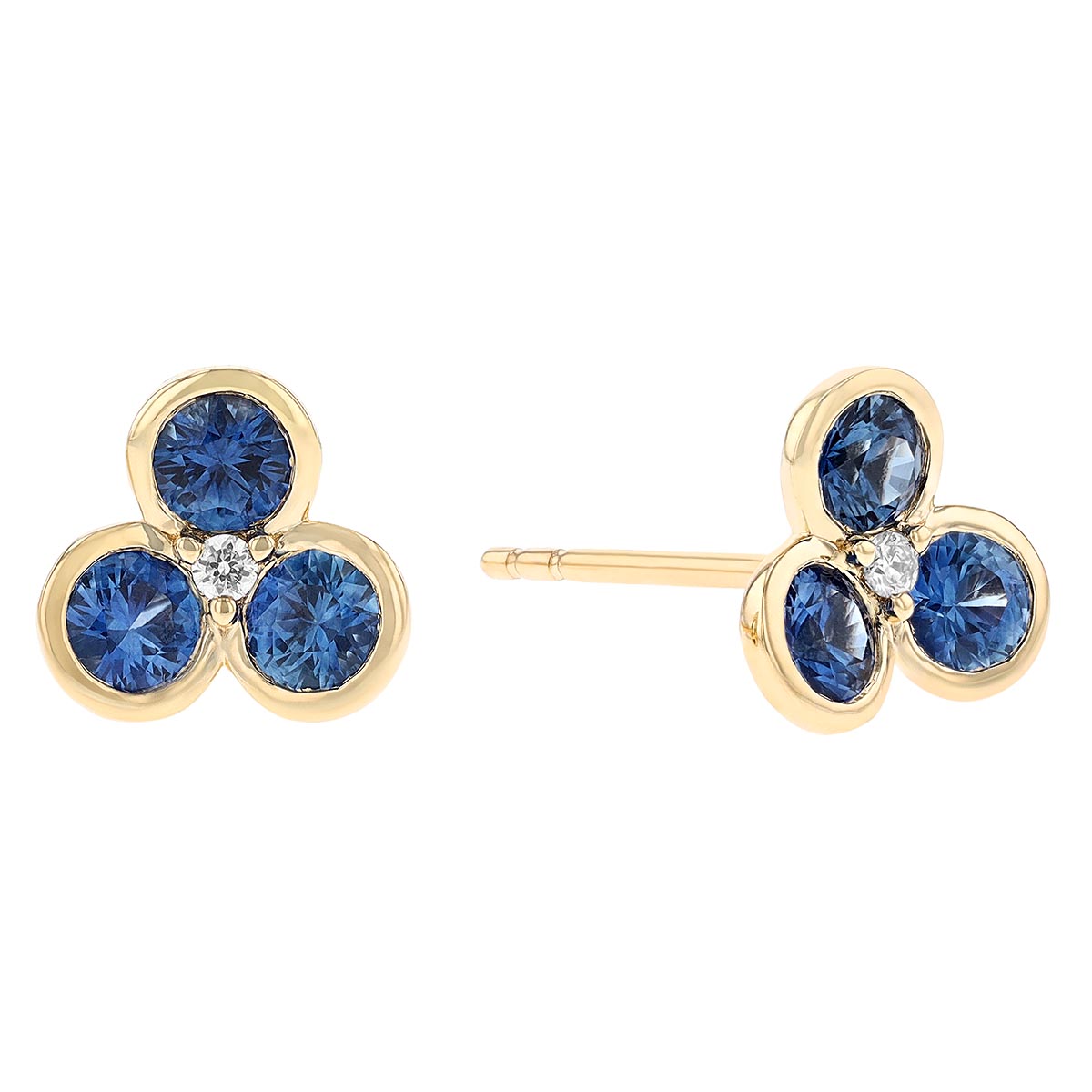 Sapphire stud earrings yellow on sale gold