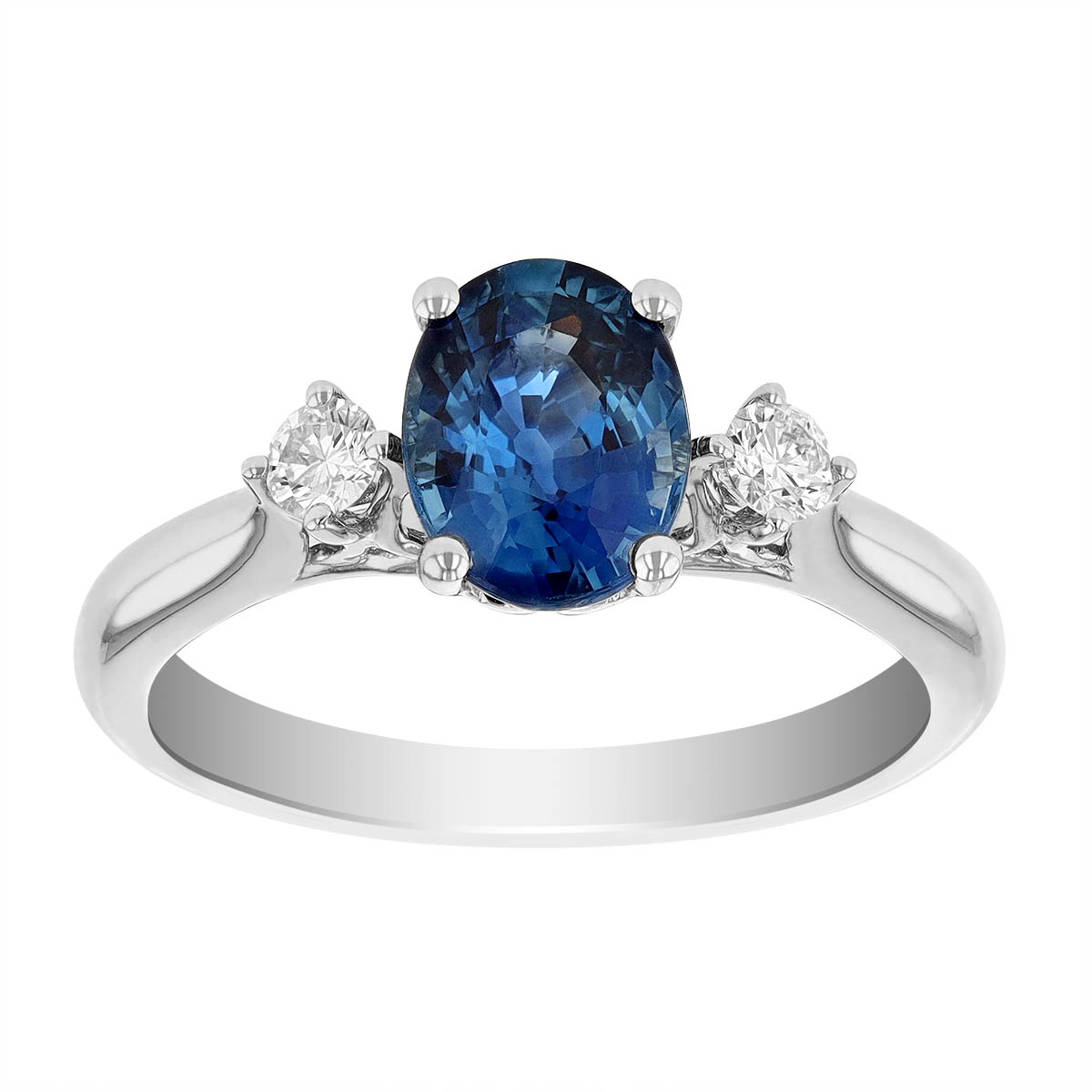 Oval Sapphire & Diamond 3 Stone Ring in White Gold | Borsheims