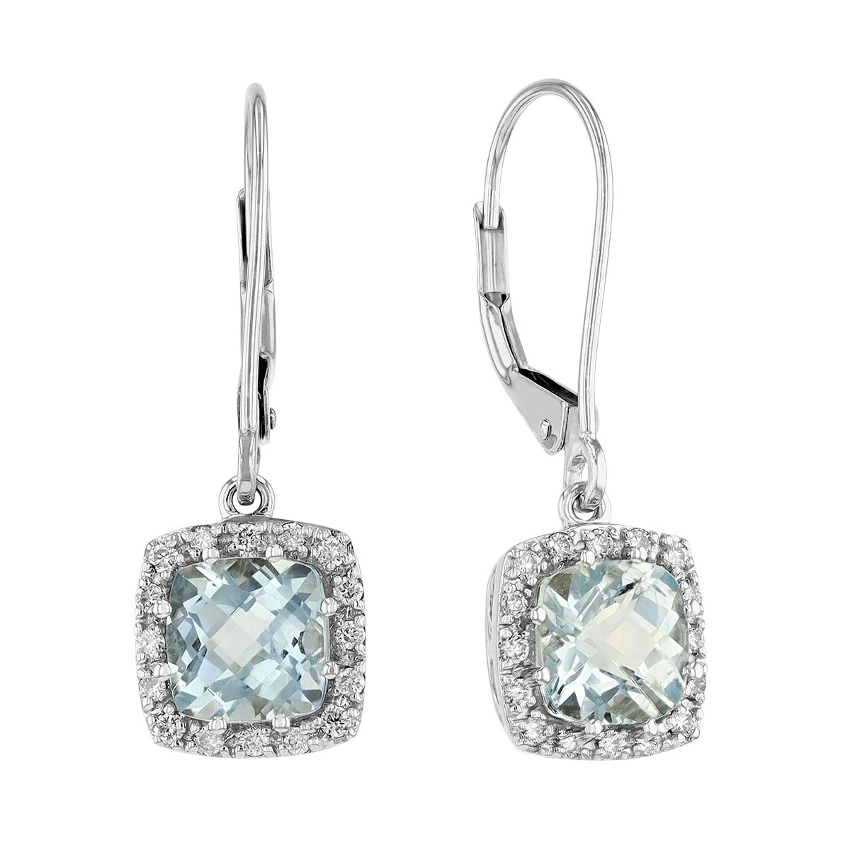 Cushion cut store aquamarine earrings