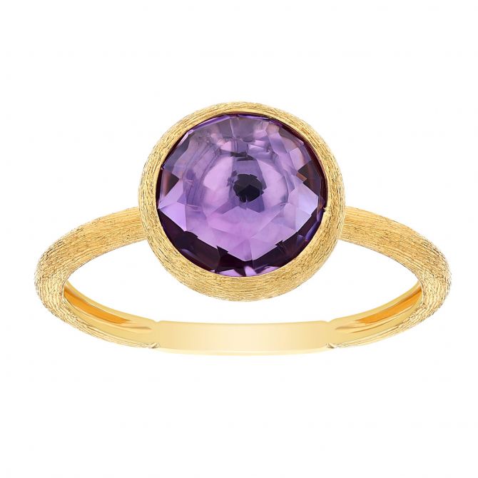 Marco Bicego Jaipur Rose Cut Amethyst Bezel Set Ring in Yellow Gold