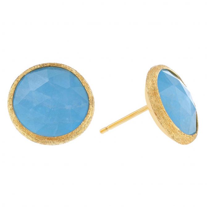 Marco Bicego Jaipur Aquamarine Stud Earrings in Yellow Gold