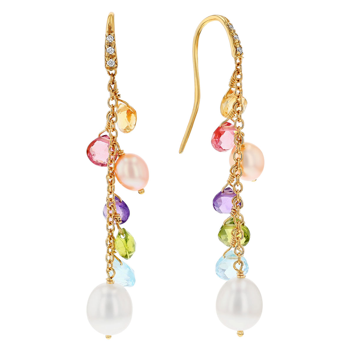 Marco Bicego Paradise Mixed Gemstone Dangle Earrings in Yellow Gold ...