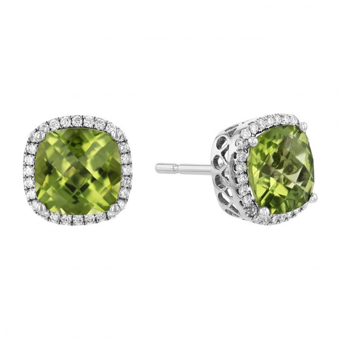 Silver peridot stud earrings