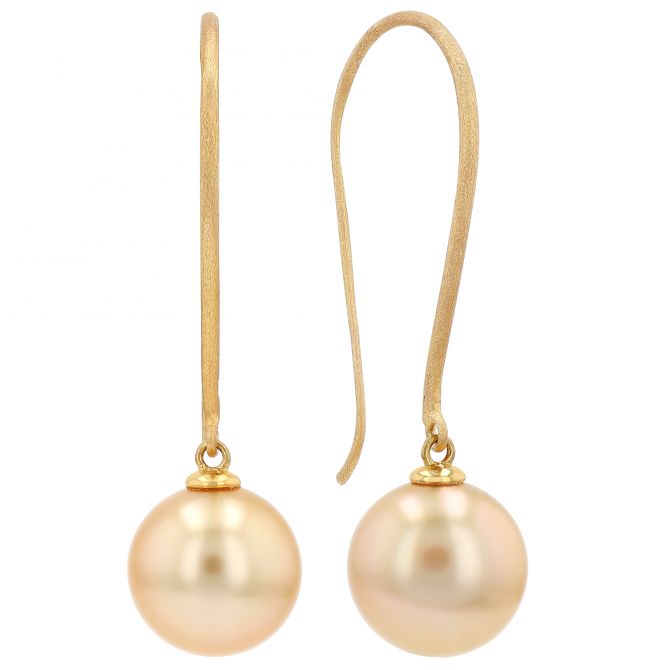 TARA Pearls Golden South Sea Cultured Pearl Drop Earrings in Yellow Gold