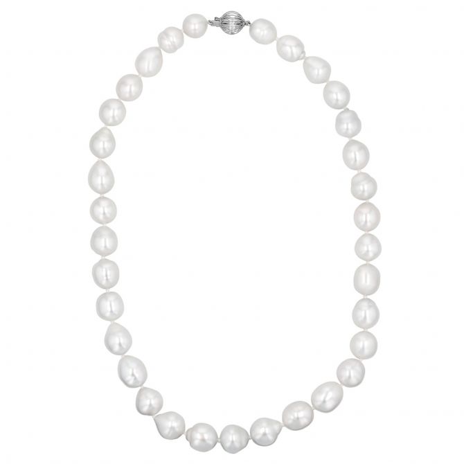 TARA Pearls Baroque White South Sea Cultured Pearl Necklace with White Gold Clasp, 18"