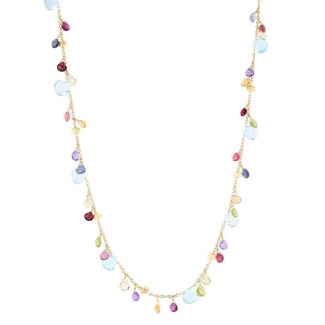 Marco Bicego Paradise Multiple Gemstone Necklace in Yellow Gold, 16.5"