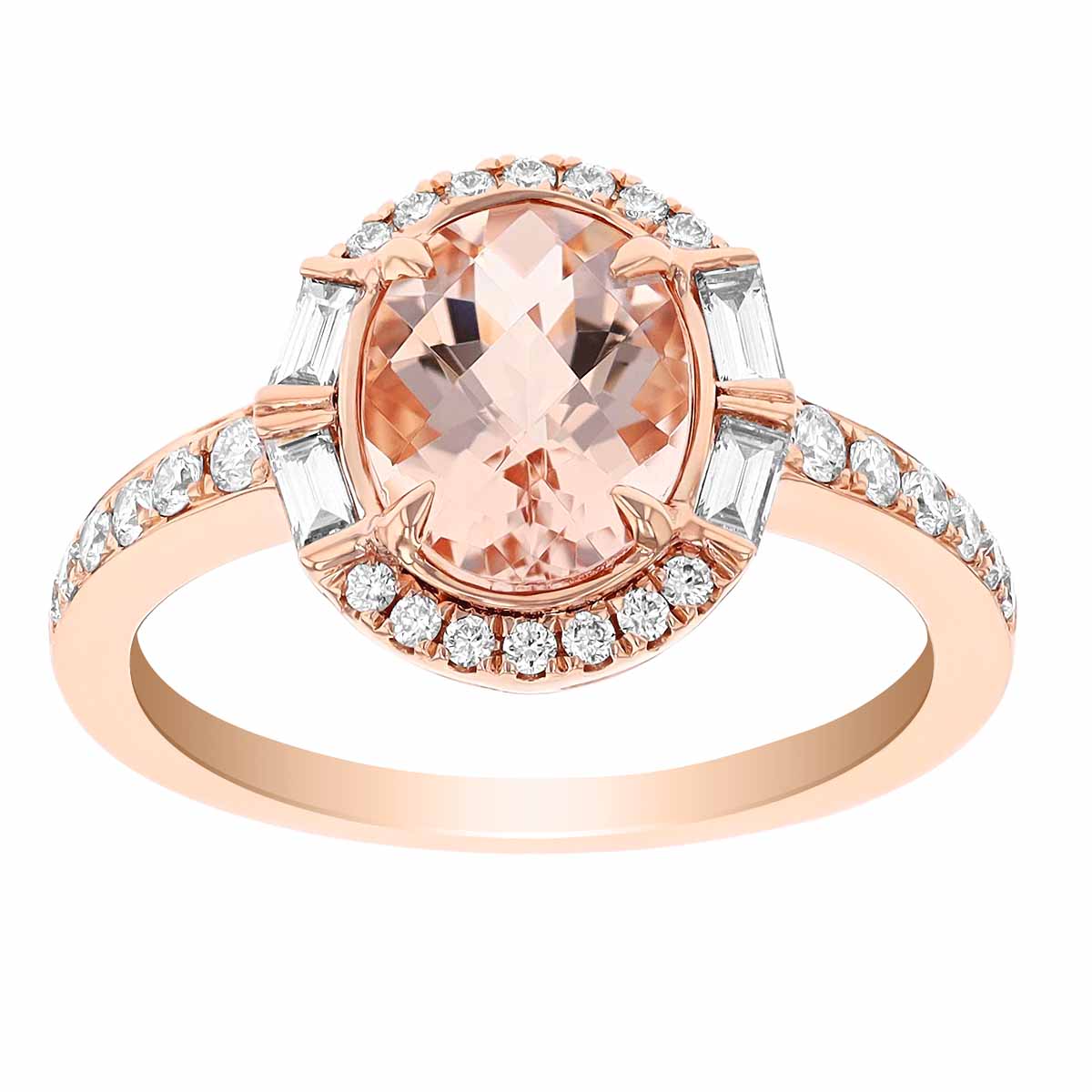 Oval Morganite & Diamond Halo Ring in Rose Gold | Borsheims