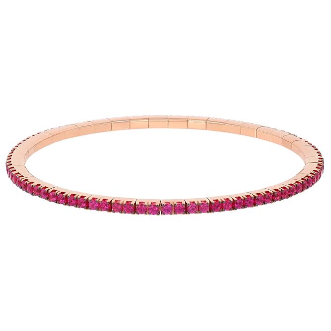 Demeglio Extensible Ruby Tennis Stretch Bracelet in Rose Gold