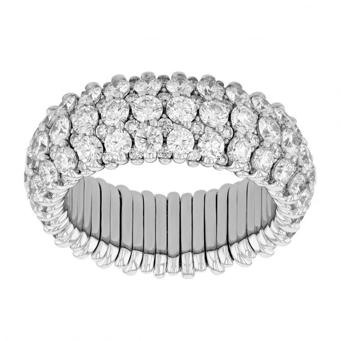 Roberto Demeglio Giotto Diamond Pavé Eternity Stretch Ring in White Gold