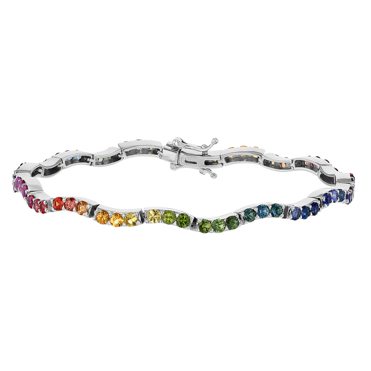 Multicolored Sapphire Wave Bracelet in White Gold | Borsheims