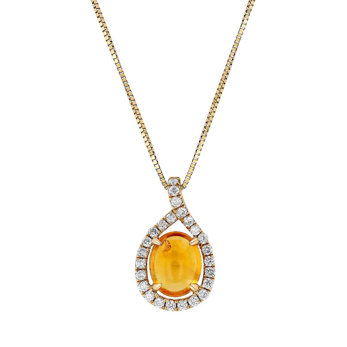 Oval Yellow Sapphire & Diamond Open Halo Pendant in Yellow Gold | Borsheims