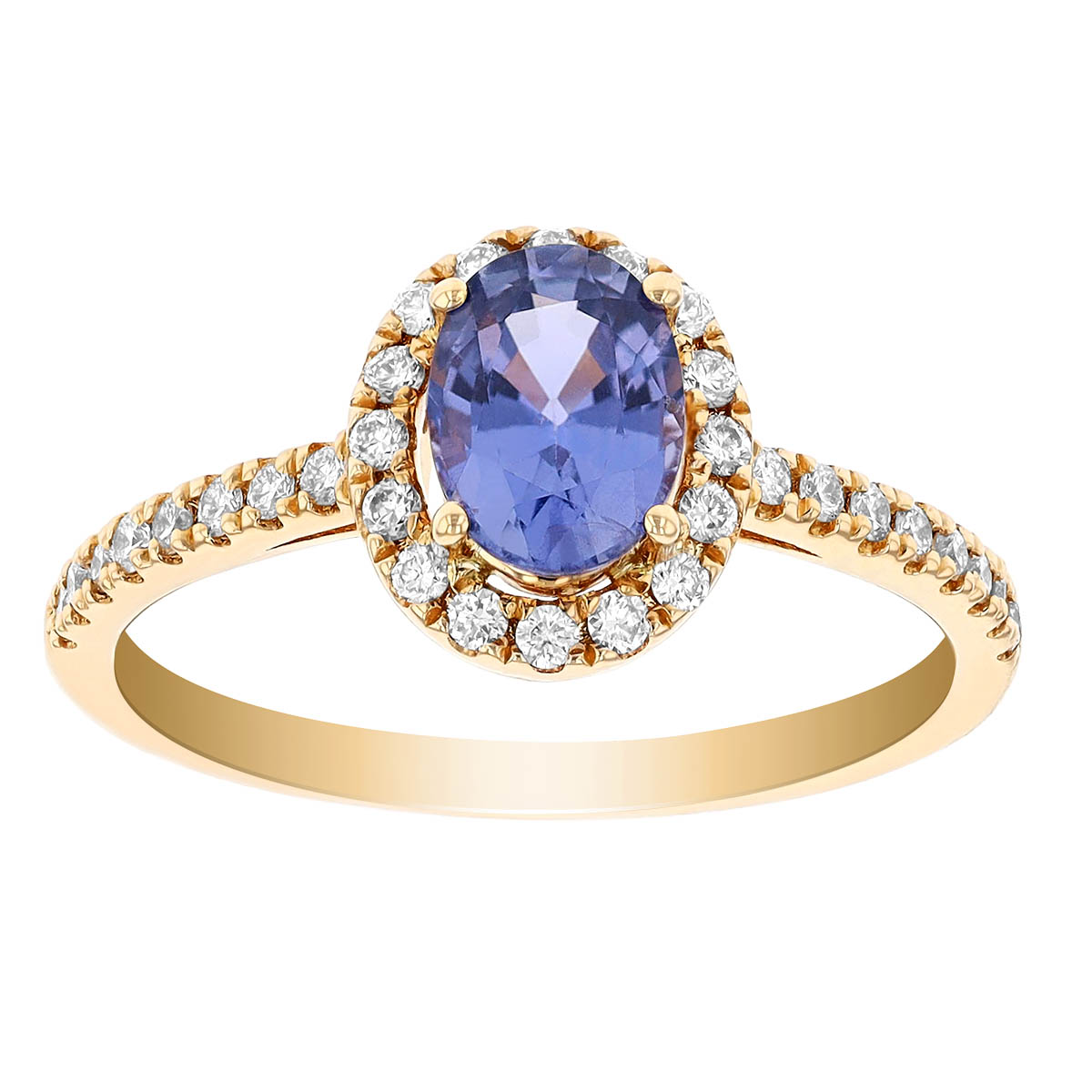 Oval Sapphire & Diamond Halo Ring in Yellow Gold | Borsheims