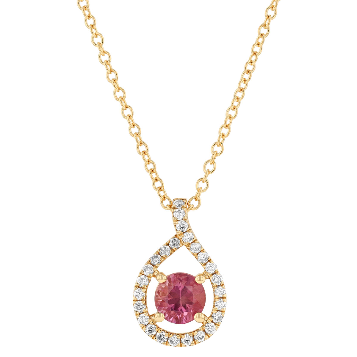Pink Sapphire Halo Pendant Necklace