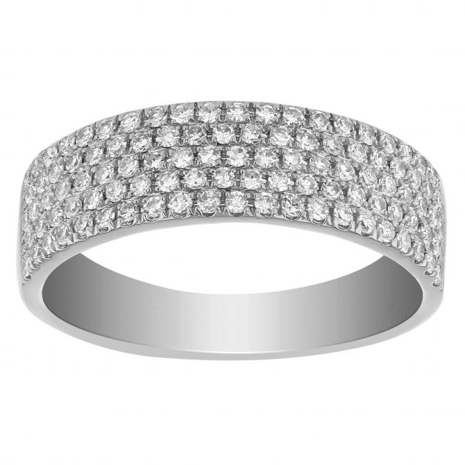 Diamond Pavé 5 Row Ring in White Gold