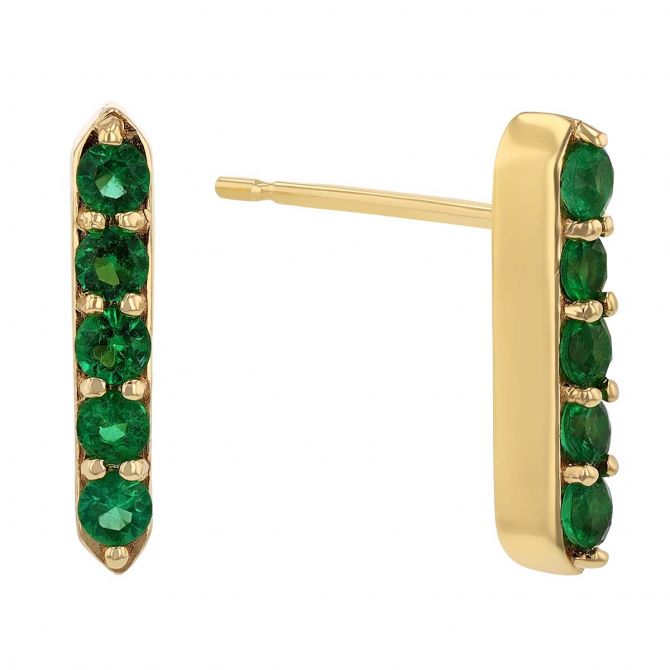 emerald bar earrings