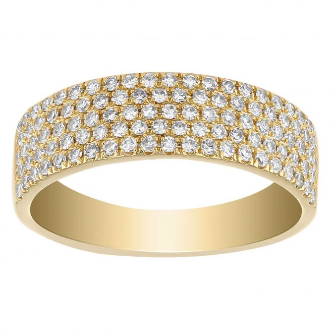 Diamond Pavé 5 Row Ring in Yellow Gold