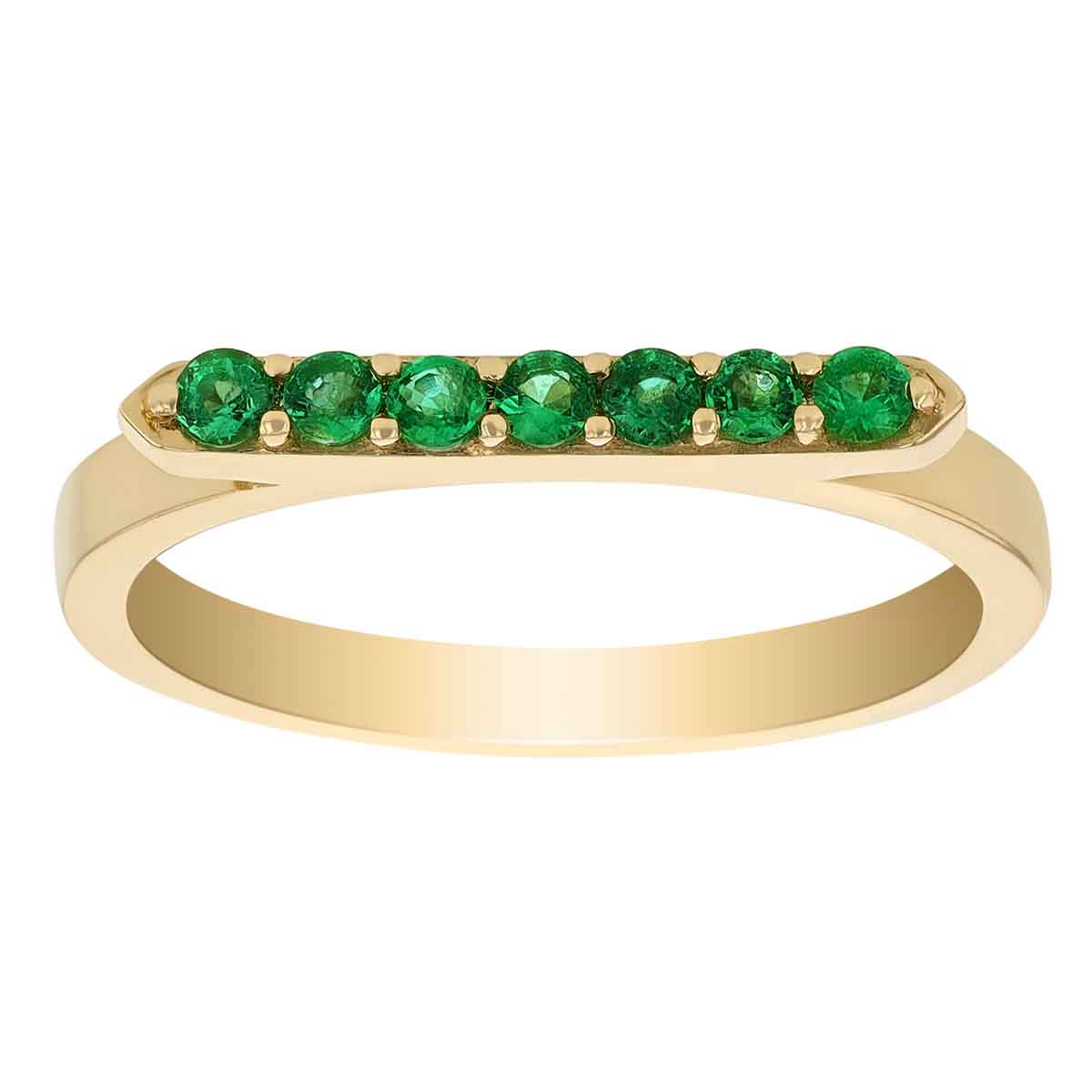 Emerald Horizontal Bar Ring in Yellow Gold | Borsheims