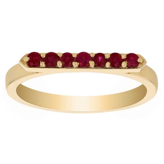 Ruby Horizontal Bar Ring in Yellow Gold