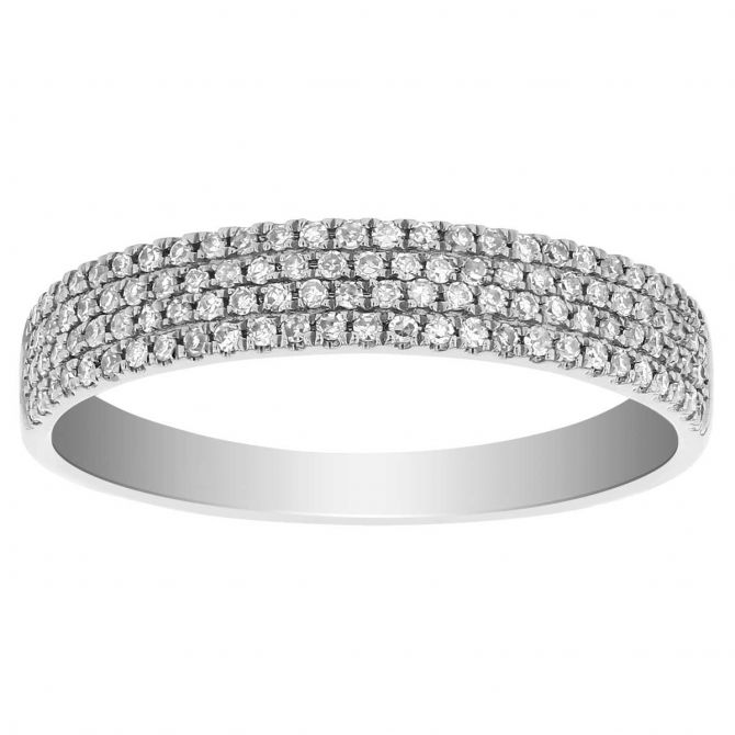 Diamond Pavé 4 Row Ring in White Gold