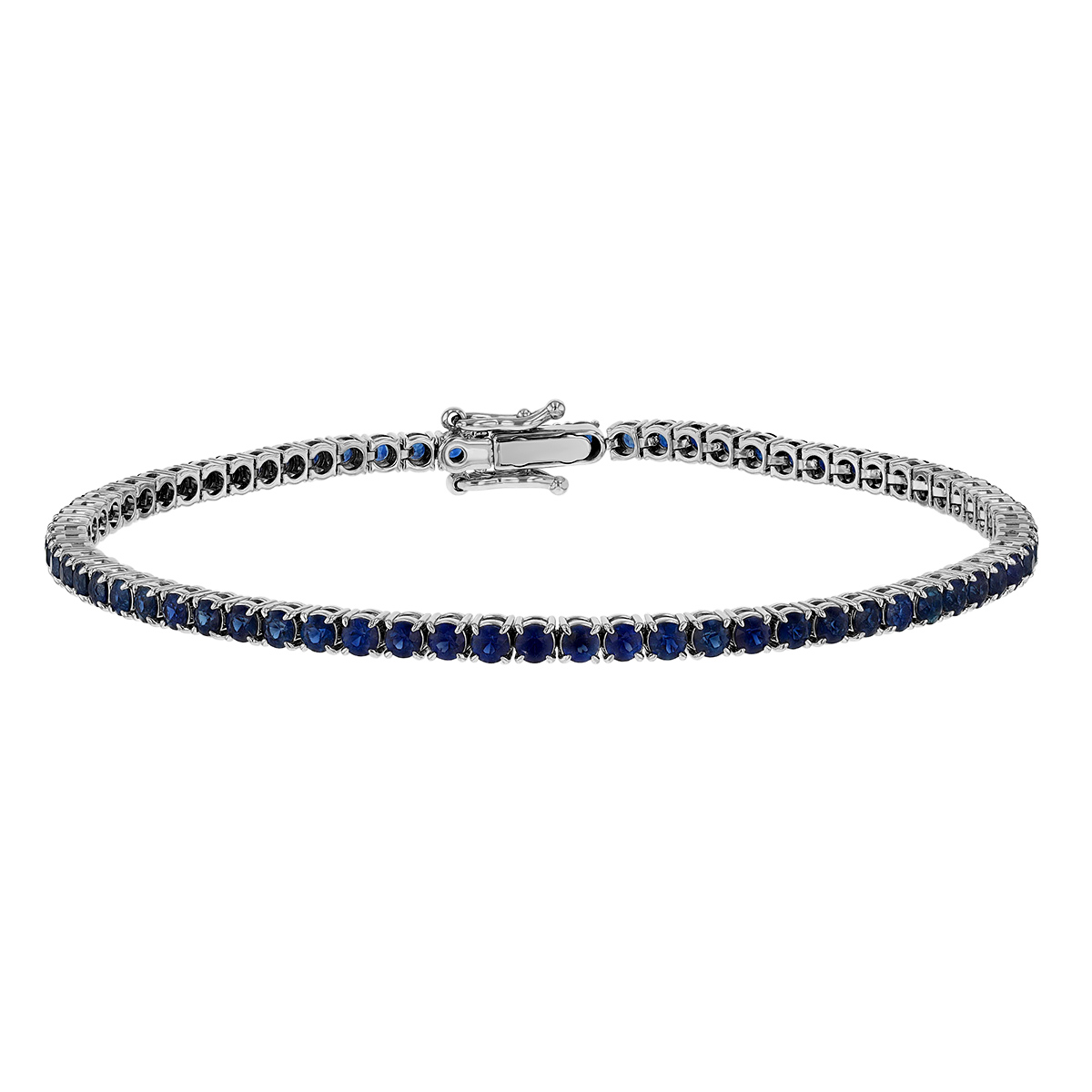 Round Sapphire Tennis Bracelet in White Gold, 7