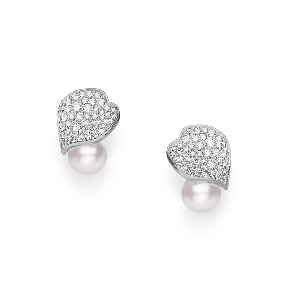 Mikimoto Les Pétales Place Vendôme Akoya Cultured Pearl & Diamond Drop  Earrings in White Gold