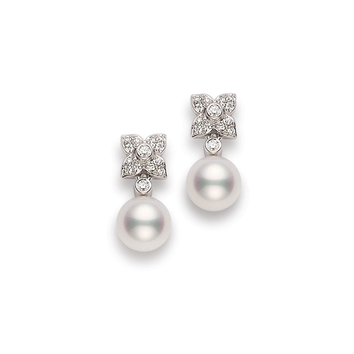 South Sea Pearl Earrings with Diamond Drop, 14K Yellow Gold