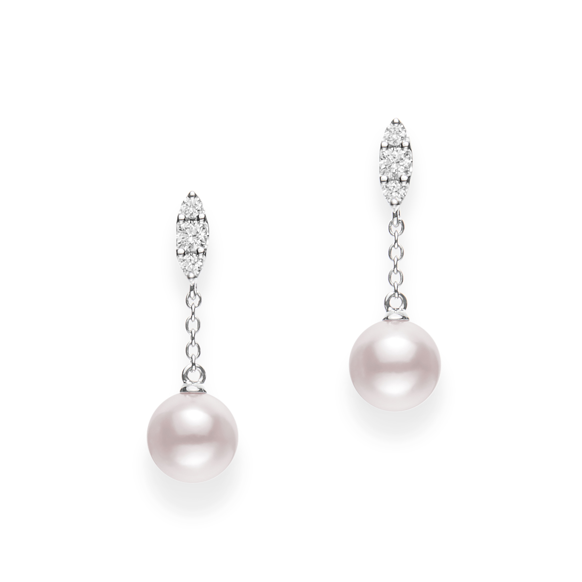 Mikimoto Morning Dew Akoya Cultured Pearl & Diamond Dangle Earrings in ...