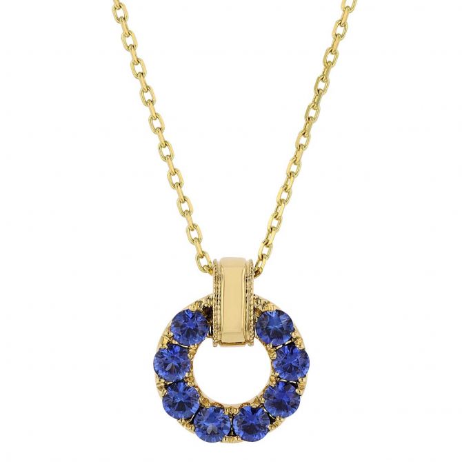 Frederic Sage Sapphire Open Circle Pendant in Yellow Gold