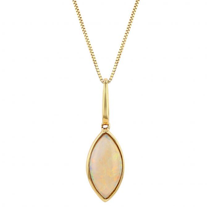 Marquise Cabochon Bezel Set Pendant in Yellow Gold