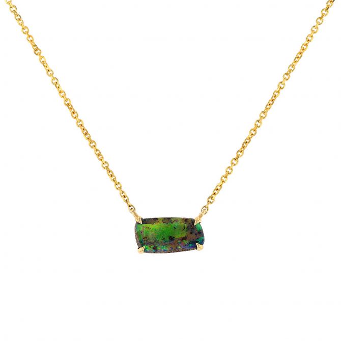 Freeform Boulder Opal Pendant in Yellow Gold, 18"