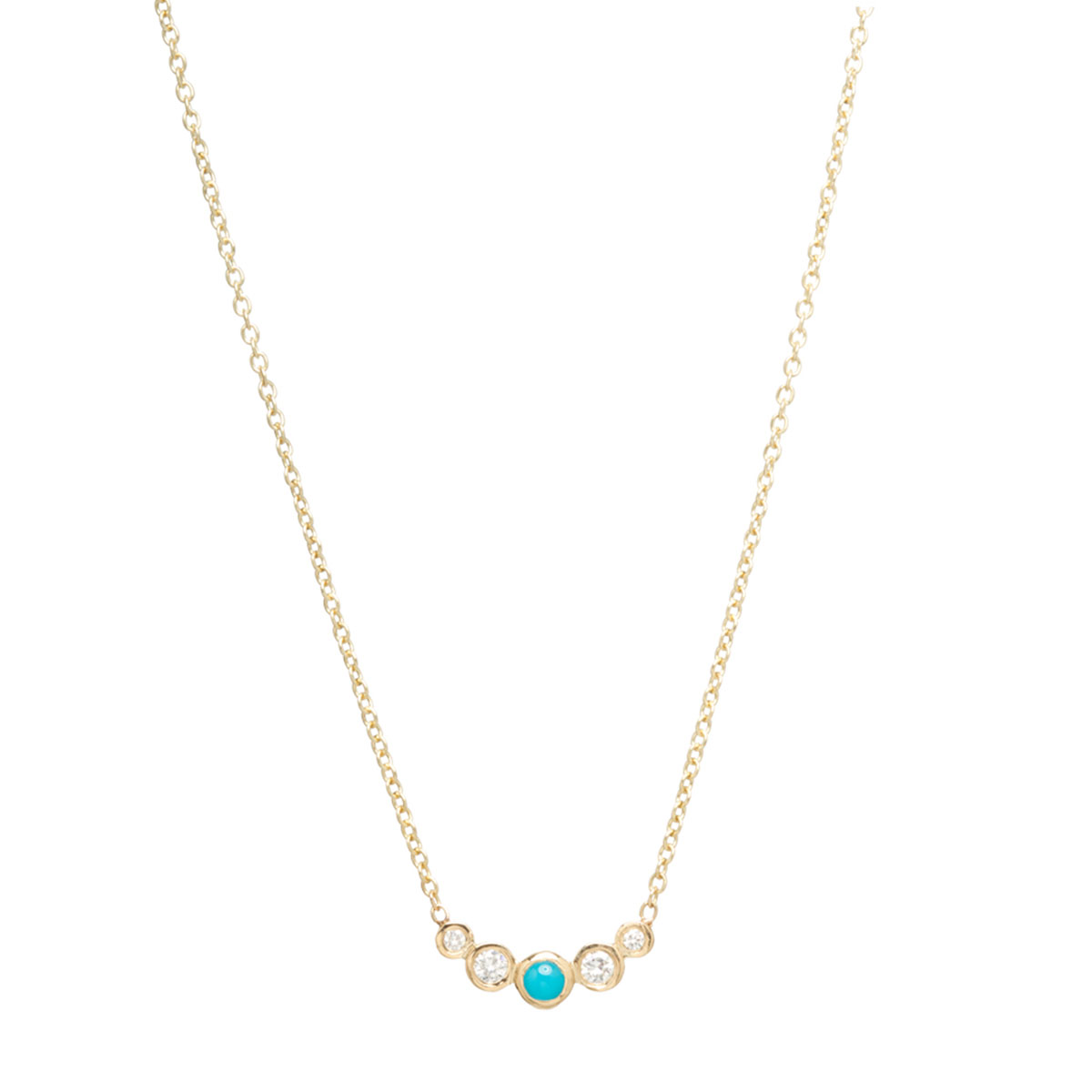 Zoe Chicco Turquoise & Diamond Graduated Bezel Set Necklace in Yellow ...