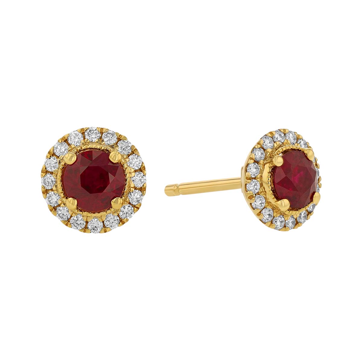 round ruby stud earrings