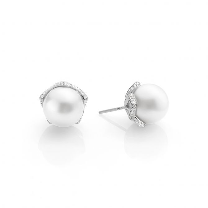 Mikimoto 18ct Yellow Gold White Akoya Pearl Bubble Earrings