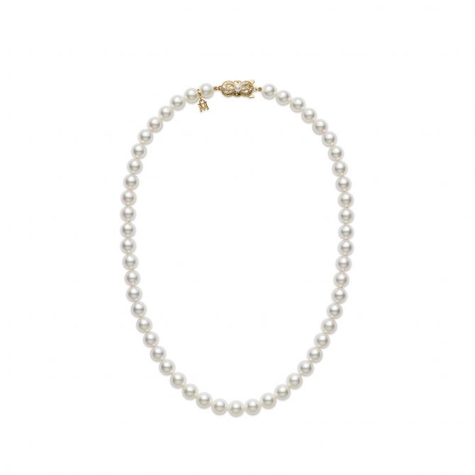 Mikimoto Akoya Cultured Pearl Strand Necklace in Yellow Gold, 18", 7 x 7.5 mm