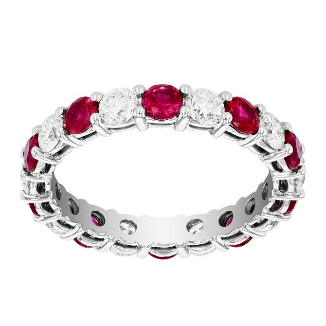 Ruby eternity store ring platinum