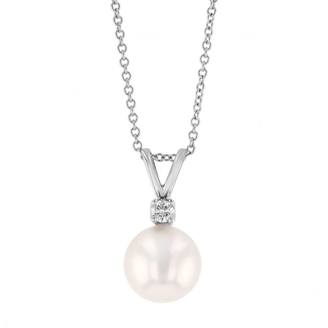 TARA Pearls Akoya Cultured Pearl & Diamond Pendant in White Gold, 18