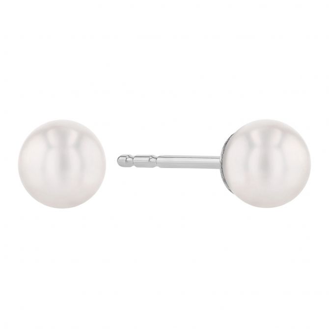 TARA Pearls Akoya Cultured Pearl Stud Earrings in White Gold, 5-5.5 mm